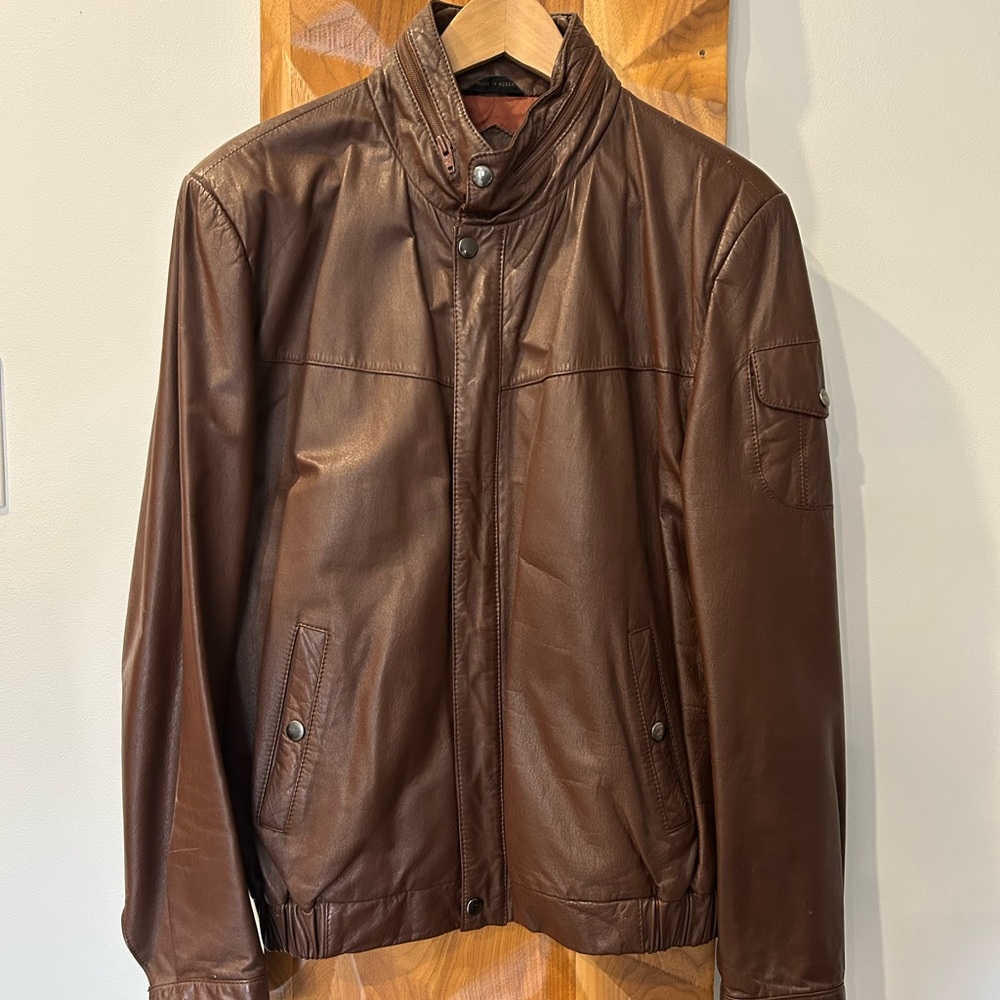 Vintage Men’s Leather Bomber Jacket Size M